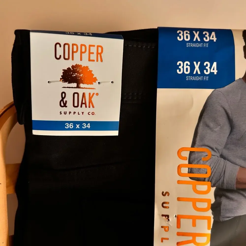 NWT Copper & Oak Men's Tech Utility Pants Straight Fit Black 36 X 34